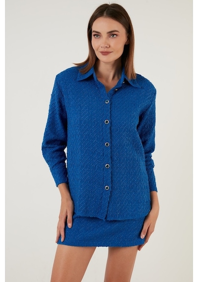 Lela Pamuklu Oversize Tüvit Bayan Gömlek 42190503 Saks