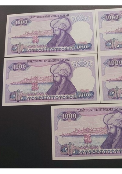 Mor Binlik 7. Emisyon Eski Tc Kağıt Para 1000 Lira