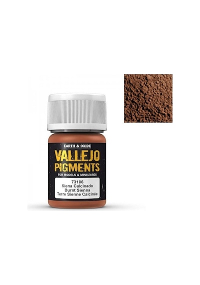 35 Ml. Burnt Sienna Maket Boyası Pigmenti, Vallejo 73106 Standart