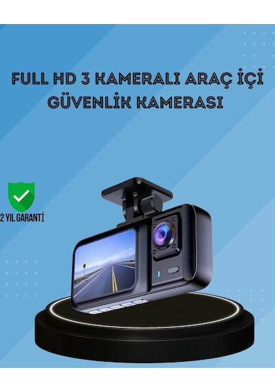 360 Kapsama Sahip Full Hd Araç Kamerası 3 Lü Kayıt Gece Semeglbl - 94 Görüşlü Dashcam