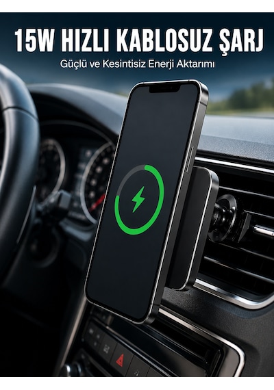Manyetik Kablosuz Araç Şarj Cihazı 15w Magsafe Araç İçi Telefon Tutucu - Lisinya Çok Renkli