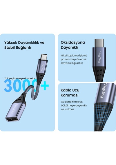 Veggieg Type-c To Usb 2.0 Otg Çevirici Dönüştürücü Adaptör