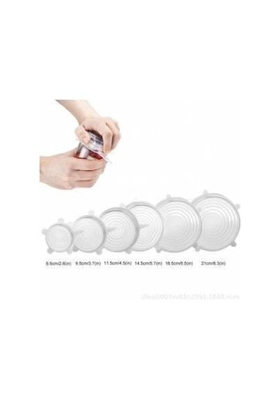 Gıda Koruma Sistemi 6Lı Set Şeffaf Silikon Streç Kapak Tencere Ta N1115451