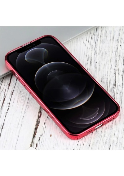 Hepsi iPhone Uyumlu 13 Pro Max 6.7inç Lazer Kaplama Renkli Kenar Şeffaf Kılıf- 5775 Najmaddin Rose Gold