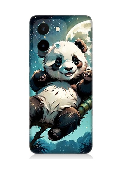 Vivo Y28 Uyumlu Bambu Pandası  Desenli Silikon Kılıf