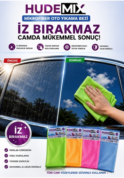 Hudemix Mikrofiber Oto Yıkama Bezi İz Bırakmaz 1 Adet