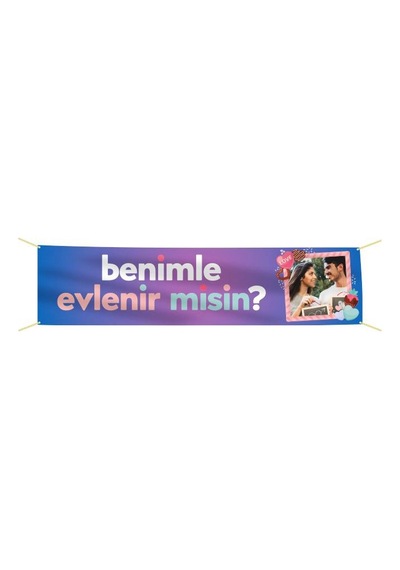 Kişiye Özel Resimli Benimle Evlenir misin? Kumaş Pankart
