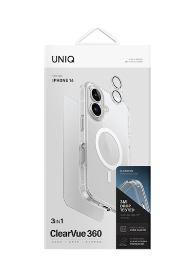 Apple Uyumlu iPhone 16 Plus Kılıf 3in1 Magsafe Clearvue Serisi Magclick Optix Ekran Koruyucu Ve Lens Koruyucu