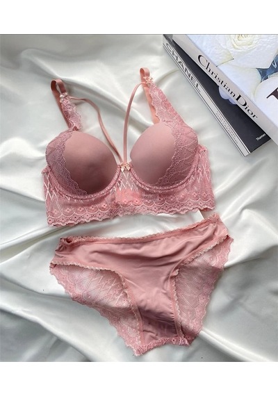 Arona Pembe G284 Süngerli Kalın Askı Dantel Fantazi Takım-7557 Mürdüm
