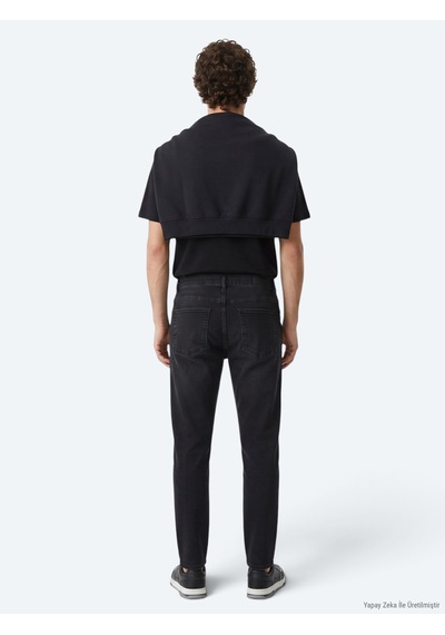 Kip Siyah Düz Slim Fit Denim Pamuk Karışımlı Pantolon Siyah