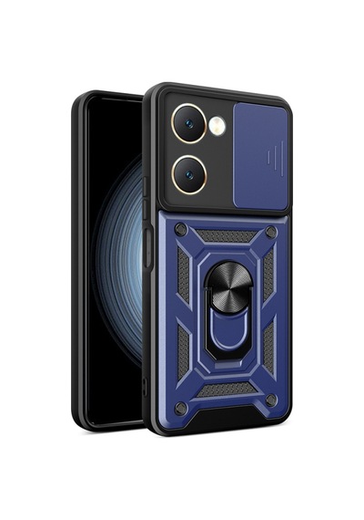 Lexroo Vivo Y18 Magnetik Standlı Kamera Korumalı Sürgülü Vega Tpu Sert Pc Kılıf - Siyah