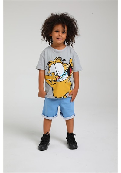 Jack Lions Erkek Çocuk Pamuklu Garfield Tshirt-12842-grı Gri