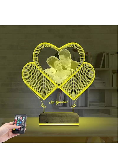 Luvivia Kalp Sevgiliye Hediye Fotoğraflı 3d Lamba - Masa Gece Lambası V4