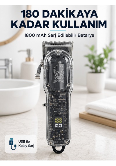 Erkek Saç Tıraş Makinesi Ayarlanabilir Bıçaklı 4 Taraklı 180 Daki