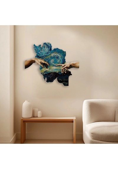 Yaratılış & Yıldızlı Gece - Metal Tablo - Dec0162 80 X 64 Cm Çok Renkli