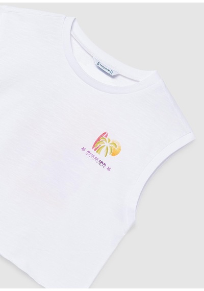 Mayoral Kız Çocuk Askılı Crop Tshirt Beyaz