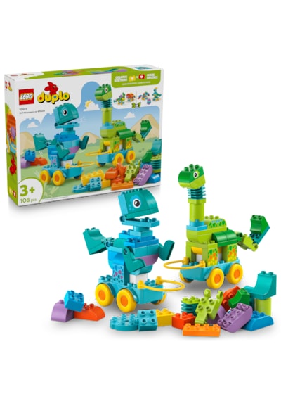 LEGO® DUPLO® Kasabası 3’ü 1 Arada Tekerlekli Dinozorlar 10451 - 3 Yaş ve Üzeri Çocuklar için Eğitici Oyuncak Yapım Seti (108 Parça)