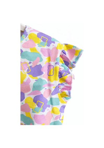 Haribo Lisanslı Fırfırlı Kollu Desenli T-shirt Tayt Takım Pembe