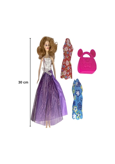 Anlily Moda Mankeni Oyuncak Bebek 30 Cm - 3 Farklı Elbise Ve Çanta Aksesuarlı Eklemli Bebek