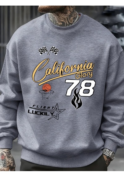Startmore Tarzsokak California Glory Basketbol Numarası 78 Desen Kazak Erkekler Sokak Rahat Spor Gömlek Sonbahar Gri