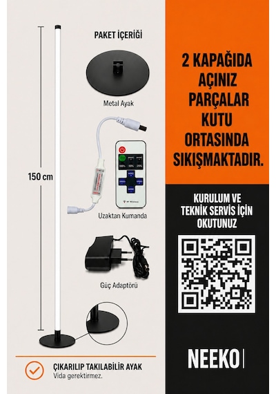Lumına Orjinal Beyaz 6000k Kumandalı Lambader 150 Cm Yok