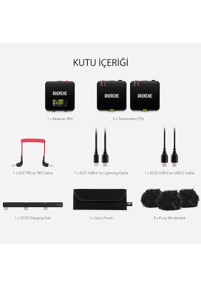 Rode Wireless Go Gen 3 2 Kişilik Kablosuz Yaka Mikrofonu, 32-bit Ses Kayıt Cihazı - Distribütör Garantili