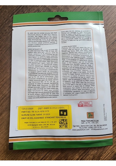 Paşa Tohumculuk Biber Tohumu Konuk Biberiye 5 Gr