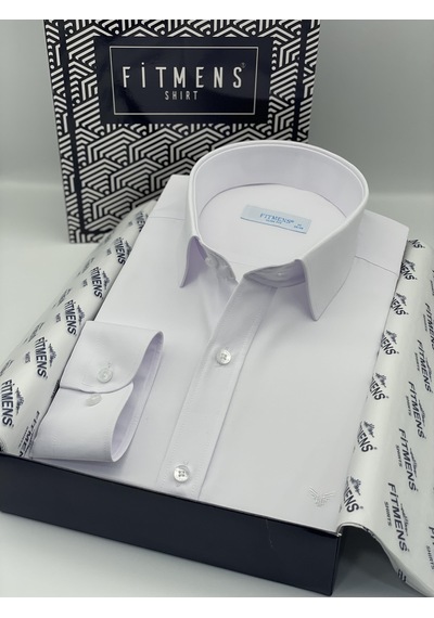 Slim Fit Uzun Kol Saten Hediye Kutulu Kolay Ütülenebilir Erkek Gömlek Fs-002968 - Beyaz-2070