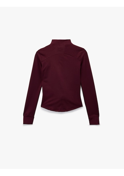Koton Slim Fit Uzun Kollu Dik Yaka Cepli Fermuarlı Spor Ceket Bordo 6wak20031nk Bordo