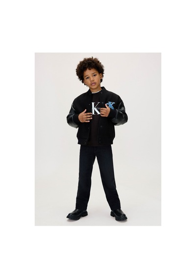 Calvin Klein Unisex Çocuk Ck Monogram Terry Cn Sweatshirt - Siyah Black