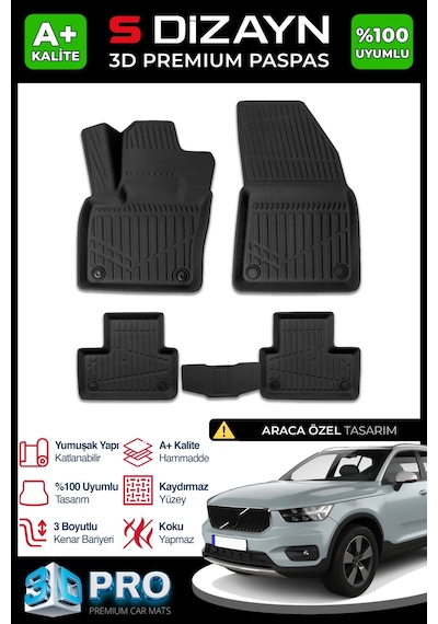 S-dizayn Volvo Xc40 3d Pro Havuzlu Paspas 2018 Üzeri A+ Kalite