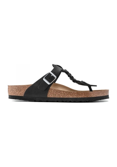 Birkenstock Gizeh Leoi Braided Parmakarası Siyah Kadın Terlik Siyah