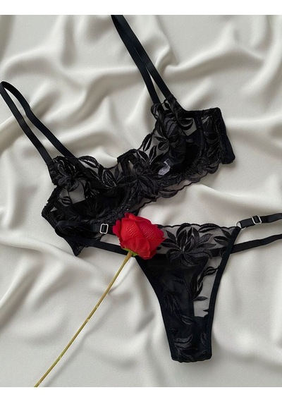 La Linaa Mona Siyah Kadın Bralet Takım Siyah