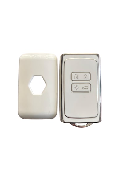 Autohan Keys Lüx Renault Anahtar Kılıfı, Beyaz Gümüş, Clio E-tech, Austral, Megane 4, Talisman, Clio 5 Modelleri İçin Nano Koruyucu