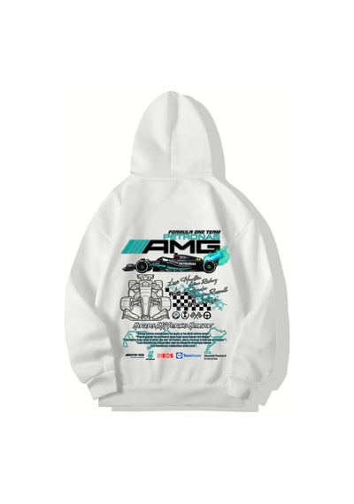 Brz Collection Unisex Oversize Formula One Team Petronas Amg Hoodie Beyaz