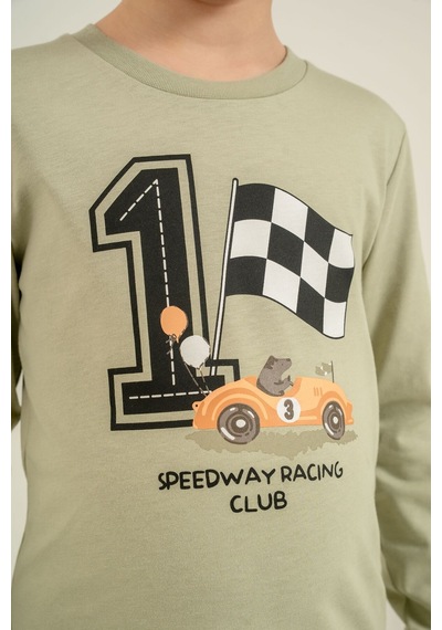 Rolypoly Erkek Çocuk Speedway Racing Club Yeşil Uzun Kol Pijama Takım Rp3875-c-v2 Rp3875-c-v2