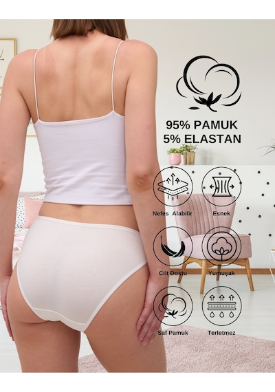 Alya Underwear Kadın Pamuklu Hipster - Slip Külot 5 Farklı Renk 1 Pakette Multicolor-p10
