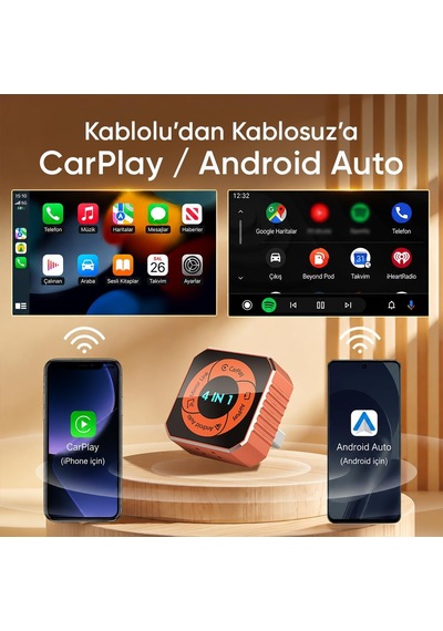 Sl-car02 4in1 Android Ve Apple Cihazlar Airplay Ve Mirrorlink Kablosuz Android Auto Ve Carplay