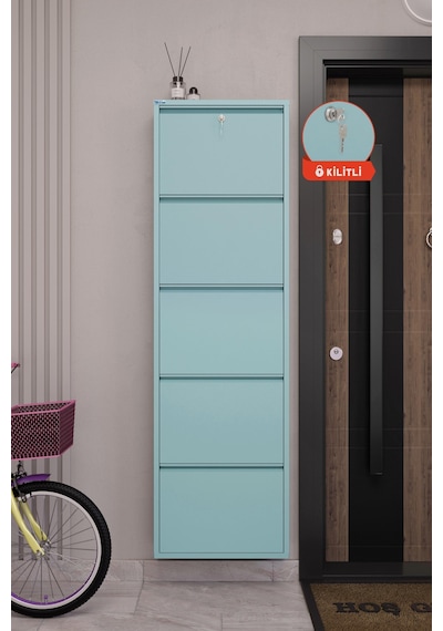 Ceha Kilitli 5'li Metal Ayakkabılık - Okyanus Mavisi/ocean K.AYK-5/M5617/KL Mavi