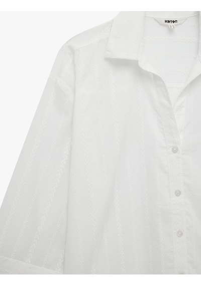 Koton Pamuklu Uzun Kollu Nakış Detaylı Brodeli Oversize Poplin Gömlek Kırık Beyaz 6sak60251uw Ekru Koton Pamuklu Uzun Kollu Nakış Detaylı Brodeli Oversize Poplin Gömlek Kırık Beyaz 6sak60251uw Ekru