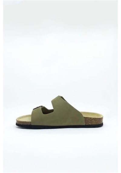 Lumberjack Jolıe Nu 4fx Haki Hakiki Deri Comfort Casual Tokalı Terlik Haki