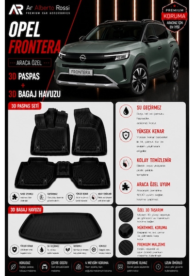 Opel Frontera Benzinli 2025-2026 Araca Özel 3d Paspas + 3d Bagaj Havuzu