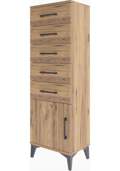 Arges Dolap 5 Çekmeceli Tek Kapaklı 44x30x134 Çam-çam Çam