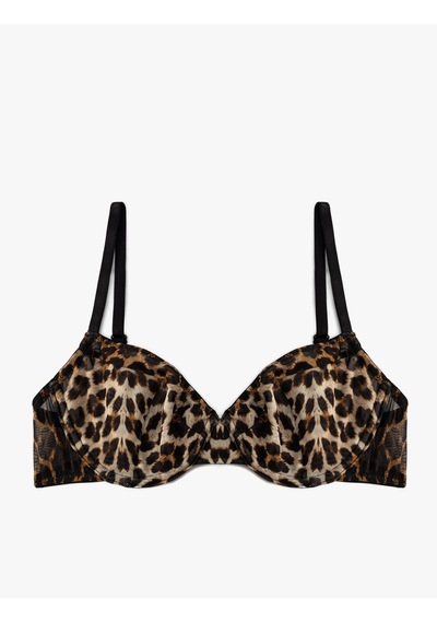 Koton Leopar Balenli Sütyen Tül Dolgusuz Leopar Desenli 5wlk10093mk Çok Renkli
