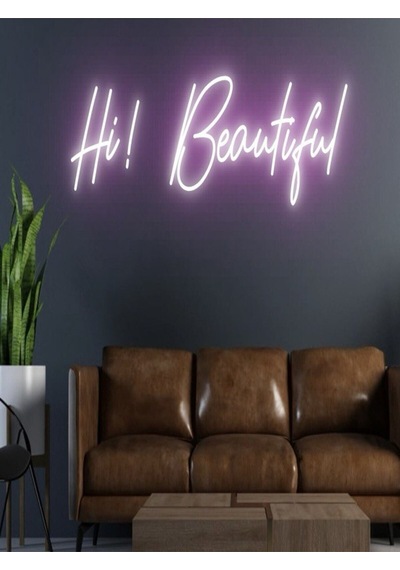 Hi Beautiful Yazılı Neon Tabela Pembe