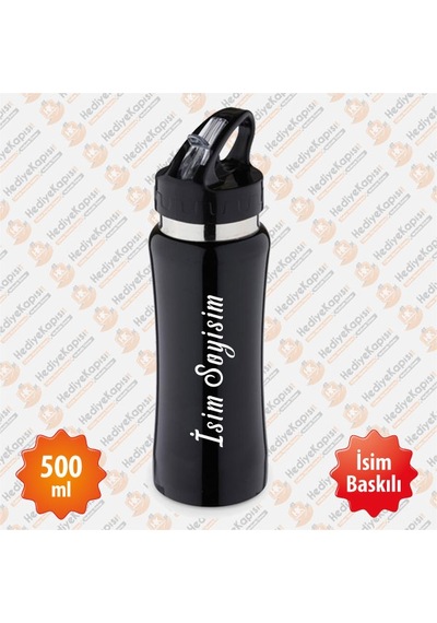 500 ML İsme Özel Emzikli Matara Lazer Baskılı Gümüş