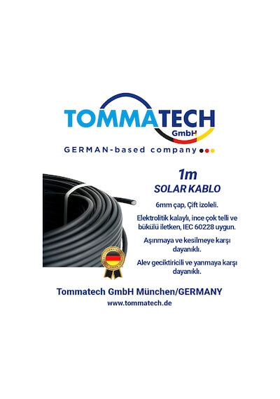 6mm Solar Güneş  Paneli Kablosu Siyah 1m