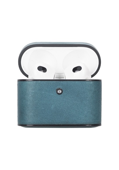 Casquet Apple Uyumlu AirPods 3.nesil Deri Kılıf Aa32 Mavi Mavi