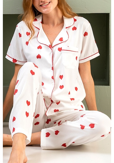 Nisanca Kısa Kol Gömlek Yaka Kadın Pinterest Pijama Takımı - Mevsimlik Kadın Pijama- Büyük Beden Bordo Nisanca Kısa Kol Gömlek Yaka Kadın Pinterest Pijama Takımı - Mevsimlik Kadın Pijama- Büyük Beden Bordo
