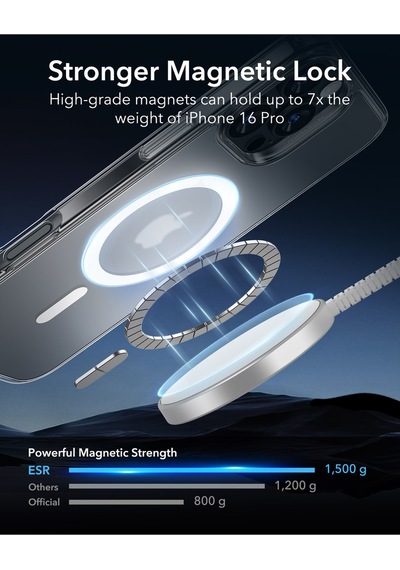 Esr Apple Uyumlu iPhone 16 Pro Halolock Magsafe Classic Hybrid Silikon Kılıf Buzlu Şeffaf + Ekran Koruyucu Set Buzlu Şeffaf